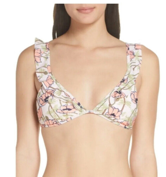 Tory Burch 256265 Women Printed Ruffle Triangle Bikini Top Swimwear Size Large