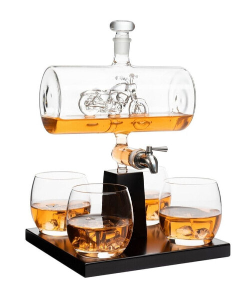 Motorcycle Decanter Whiskey Wine Decanter 1100 ml Set of 5