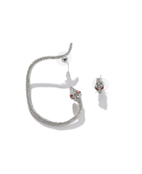Women's Silver Embellished Snake Ear cuff Earrings