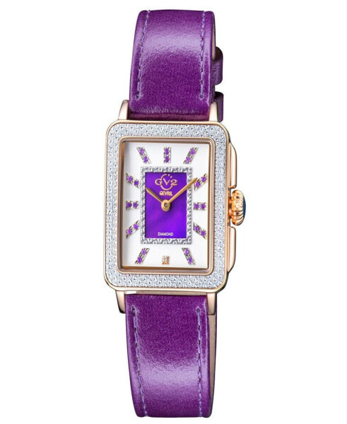 Women's Padova Gemstone Swiss Quartz Italian Wine Leather Strap Watch 30mm