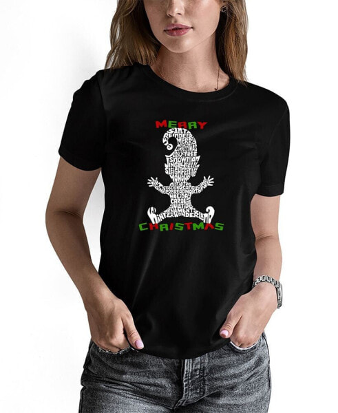 Women's Christmas Elf Word Art Short Sleeve T-shirt