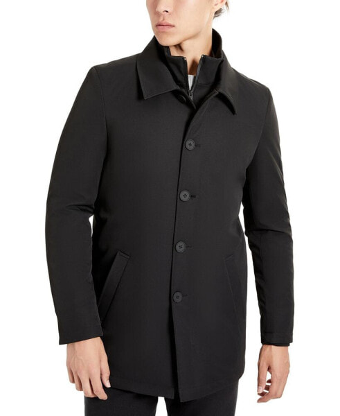 Men's Filled Button-Front Trench Coat with Interior Bib