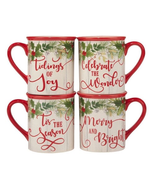 Winter Greens Mugs, Set of 4