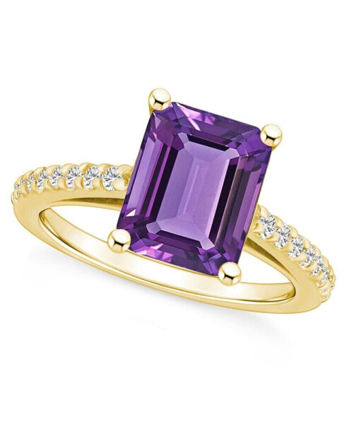 Amethyst (3-1/7 ct. t.w.) and Diamond (1/4 ct. t.w.) Ring in 14K Yellow Gold