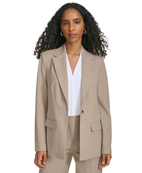 Women's Pinstripe One-Button Blazer