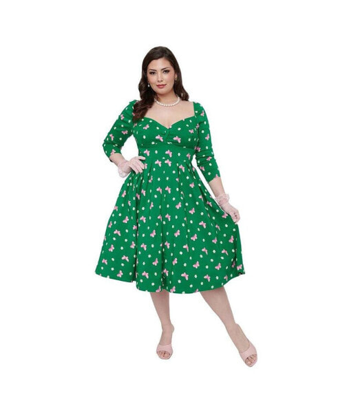 Plus Size 1950s Sweetheart Neckline Lamar Swing Dress