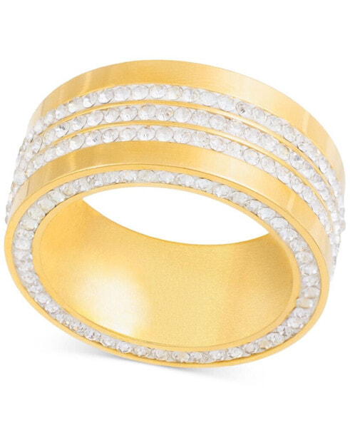 Men's Crystal Wide Band in Gold-Tone Ion-Plated Stainless Steel