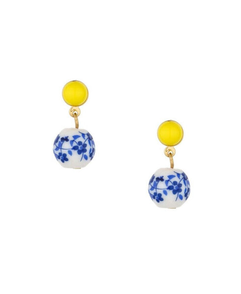 Серьги Ettika Blue and Yellow Ceramic Bead