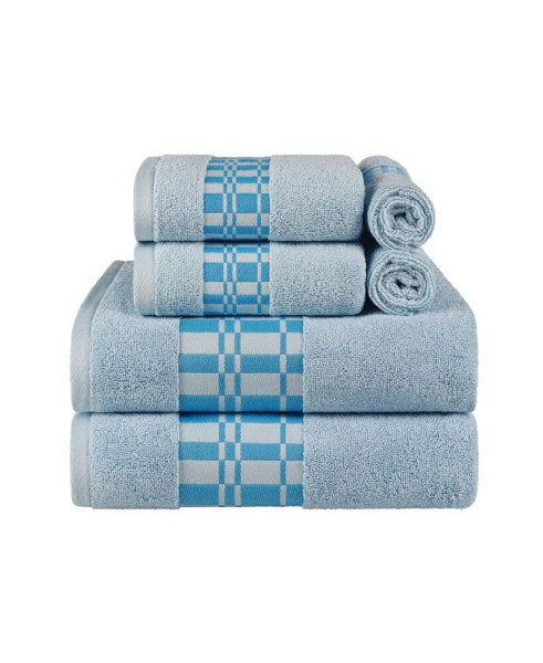 Larissa Geometric Embroidered Jacquard Border Cotton 4-Pc. Bath Towel Set