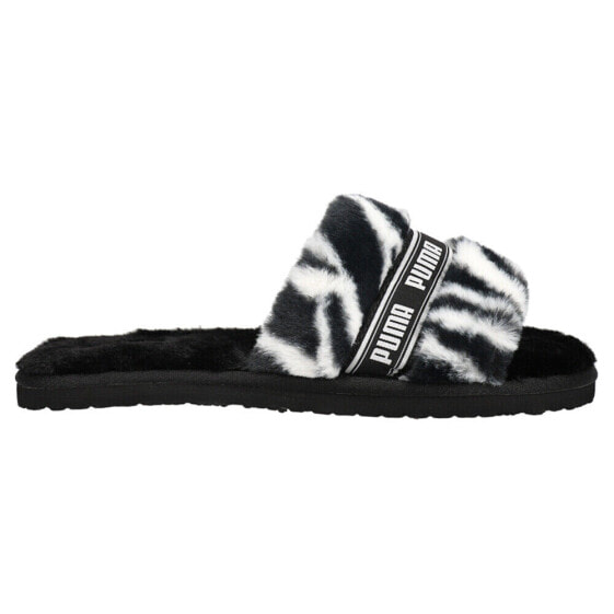 Puma Fluff Wild Slide Womens Black Casual Sandals 38527601