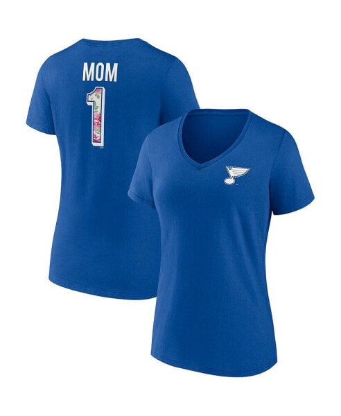 Women's Blue St. Louis Blues Team Mother's Day V-Neck T-shirt