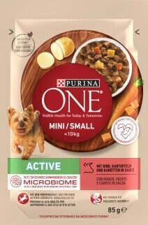 PURINA NESTLE Purina ONE MINI Dog Active GiG wołowina, ziem. 85g