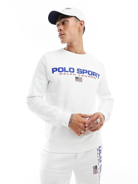 Polo Ralph Lauren Sport Capsule logo front sweatshirt in white