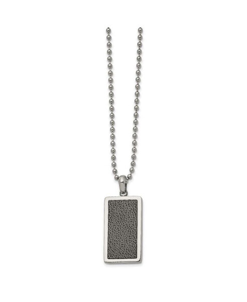 Black Stoving Varnish Rectangle Dog Tag Ball Chain Necklace