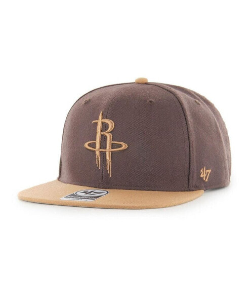 Men's Brown Houston Rockets No Shot Two-Tone Captain Snapback Hat