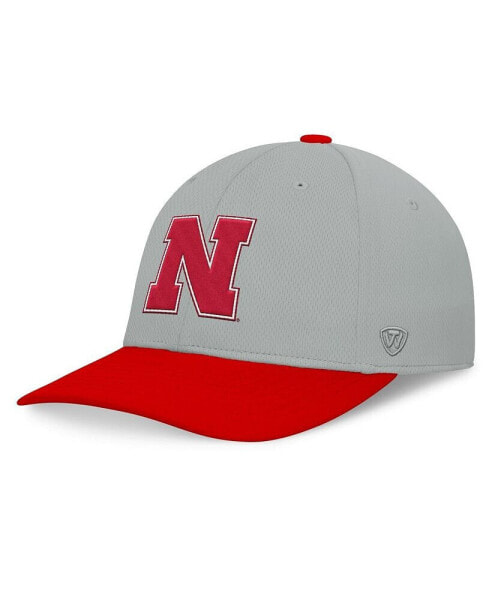 Men's Gray/Red Nebraska Huskers Mick Flex Hat