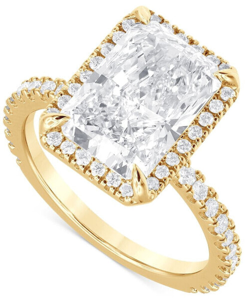 Certified Lab Grown Diamond Radiant-Cut Halo Engagement Ring (4-1/2 ct. t.w.) in 14k Gold