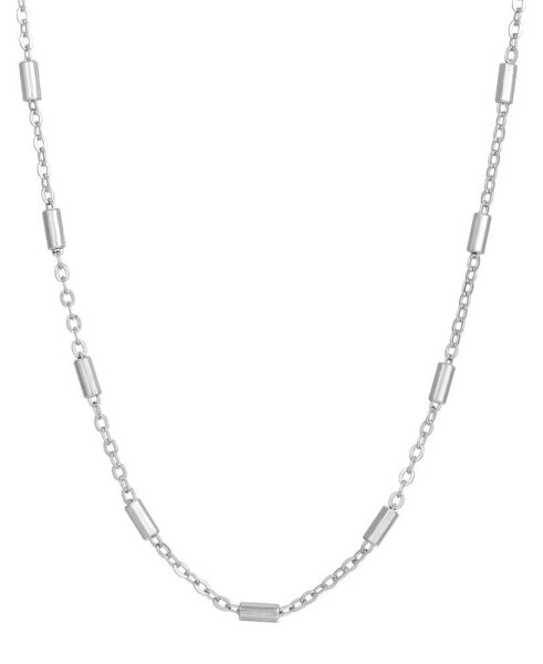 Silver-Tone Tube Shaped Designer Chain Necklace