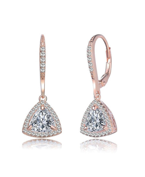 Sterling Silver Round and Triangle Cubic Zirconia Drop Earrings