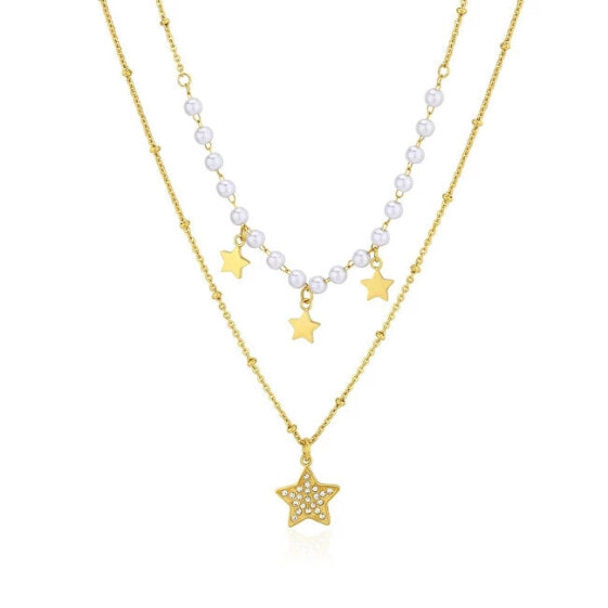 Wisdom SWI04 Fashion Gold Plated Double Star Necklace