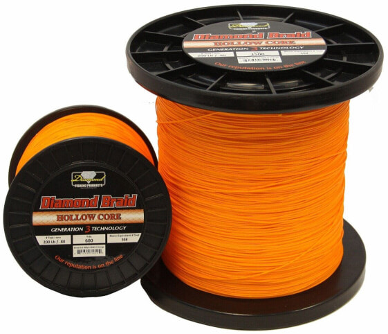 Momoi Diamond Braid Generation III Hollow Core Line - Orange - 60lb - 1500 yards