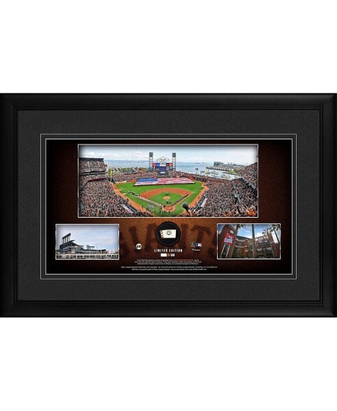 San Francisco Giants Framed 10" x 18" Stadium Panoramic Collage with a Piece of Game-Used Baseball - Limited Edition of 500