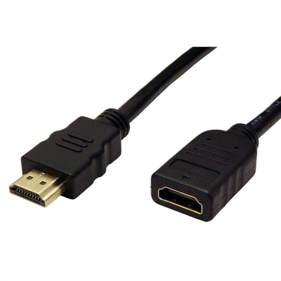 VALUE HDMI High Speed Cable + Ethernet - M/F 2 m - 2 m - HDMI Type A (Standard) - HDMI Type A (Standard) - Black