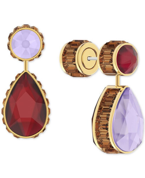 Gold-Tone Mismatch Crystal Drop Earrings