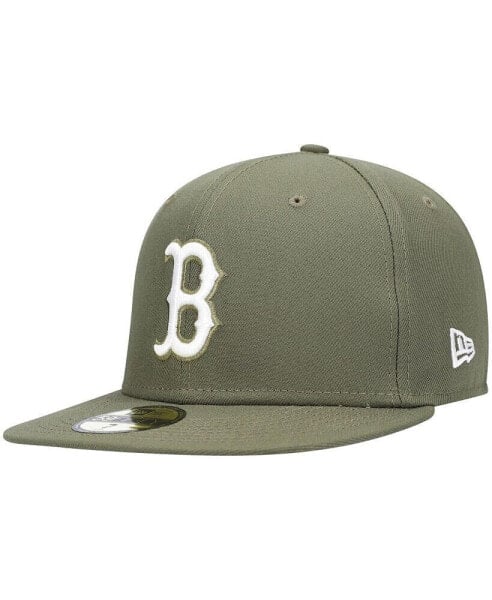 Men's Olive Boston Red Sox Logo White 59FIFTY Fitted Hat