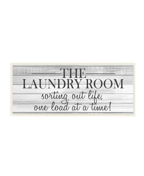 Laundry Room Funny Word Bathroom Black and White Design Wall Plaque Art, 7" x 17"