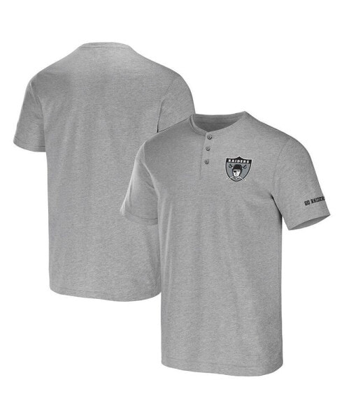 Men's NFL x Darius Rucker Collection by Heather Gray Las Vegas Raiders Henley T-shirt