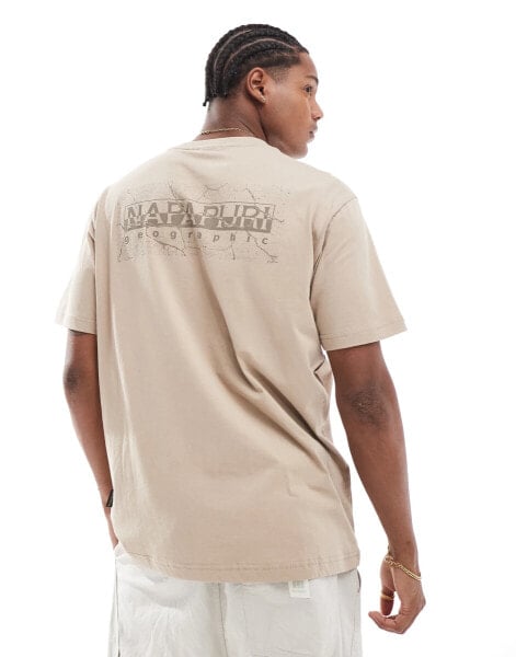 Napapijri Albula backprint logo t-shirt in beige