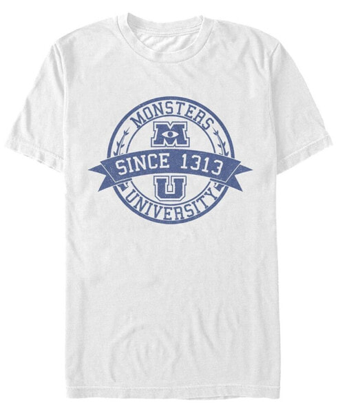 Men's Monsters University Vintage-Like Logo Short Sleeve Crew T-shirt