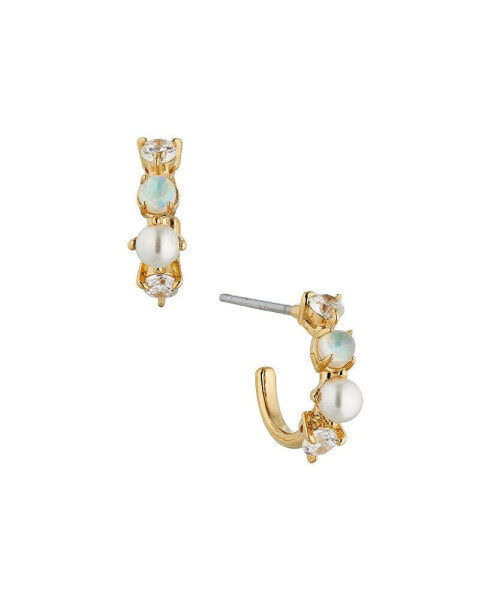 Pearl Small C Hoop Earring