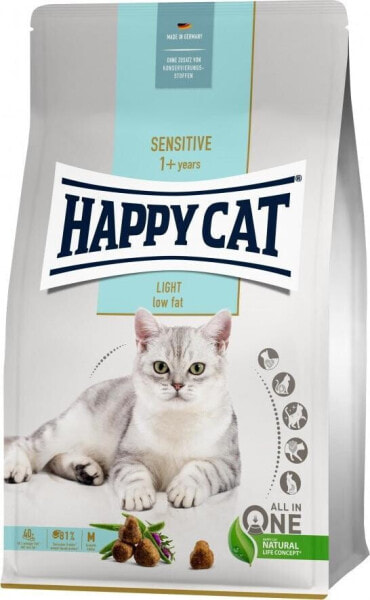 Happy Cat Sensitive Light, sucha karma, dla kotów dorosłych, niskotłuszczowa, 1,3 kg, worek