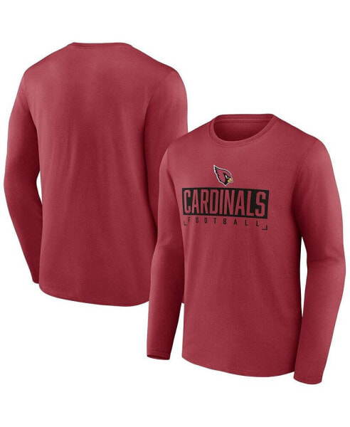 Men's Cardinal Arizona Cardinals Stack The Box Long Sleeve T-shirt