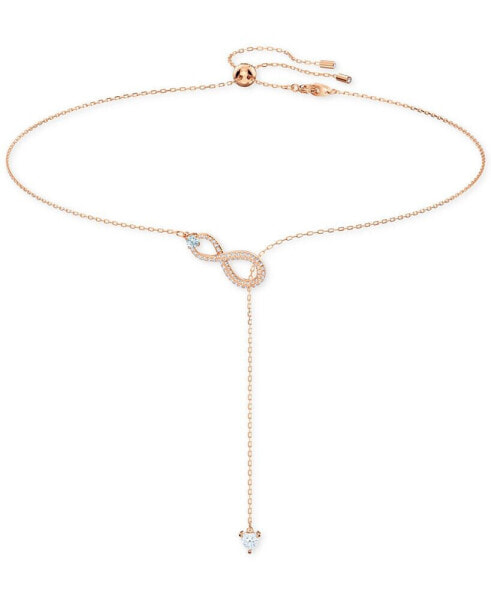 Rose Gold-Tone Infinity Symbol & Crystal Lariat Necklace, 19" + 2" extender