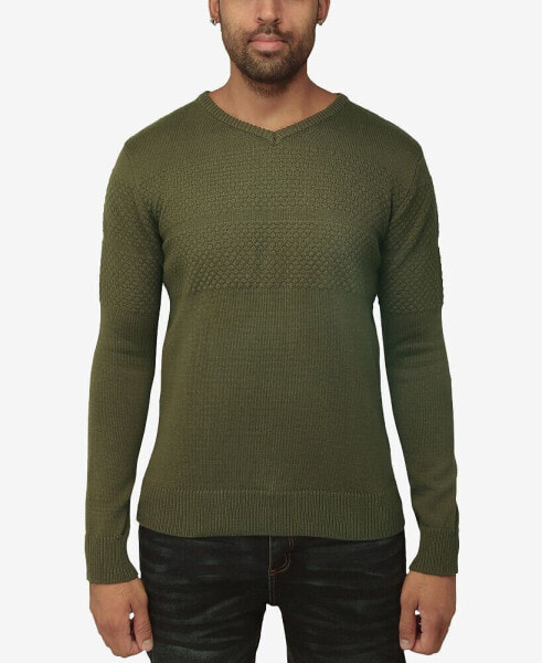 Men's V-Neck Honeycomb Knit Sweater