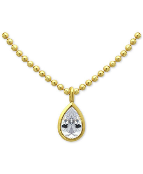 Cubic Zirconia Pear Bezel Pendant Necklace in 18k Gold-Plated Sterling Silver, 16" + 2" extender, Created for Macy's