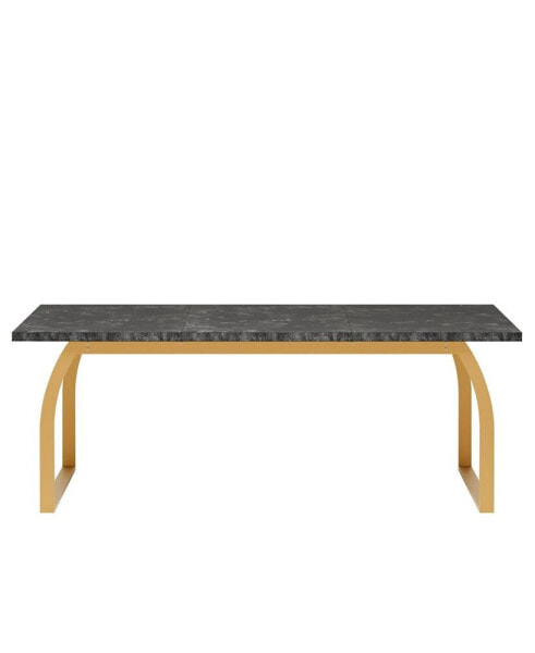 Modern Dining Table for 6-8 People, 70.87 Inches Luxury Black and Gold Dining Room Kitchen Table, Large Rectangular Faux Marble Dinner Table with Metal Legs for Big Family