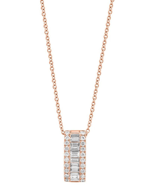 EFFY Collection eFFY® Diamond Baguette & Round Vertical Bar 18" Pendant Necklace (1/2 ct. t.w.) in 14k Gold (Also available in 14k White Gold)