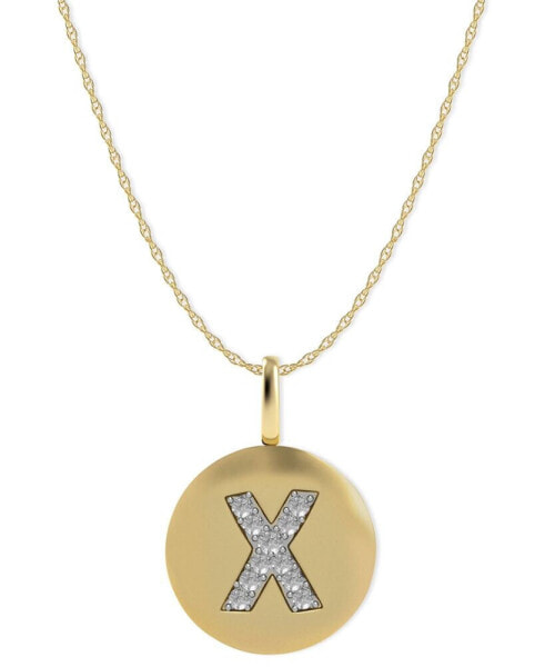 14k Gold Necklace, Diamond Accent Letter X Disk Pendant