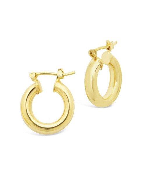 Women's Chunky Tube Gold Plated Hoop Earrings, 75"