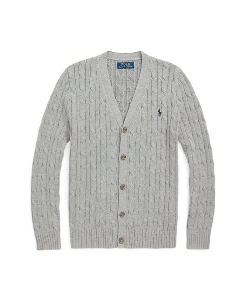 Big Boys Cable-Knit Cotton V-Neck Cardigan Sweater