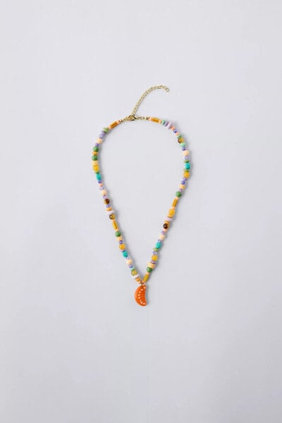 BEADED NECKLACE WITH FRUIT PENDANT