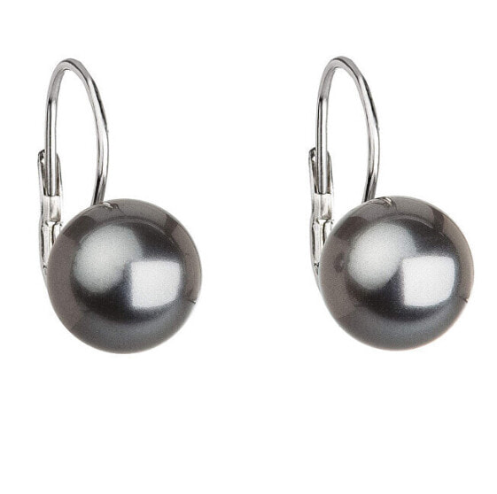 Charming dangling earrings with synthetic pearls 71106.3 grey