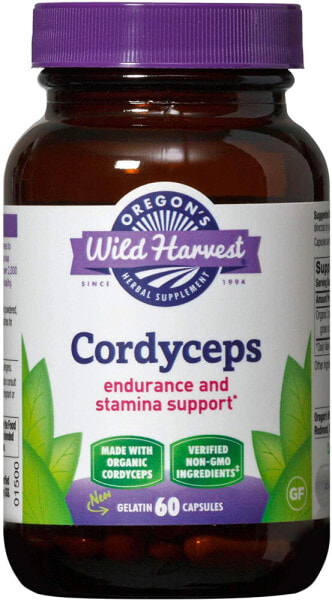 Oregon's Wild Harvest Organic Cordyceps Органический кордицепс для повышения выносливости  60 желатиновых капсул