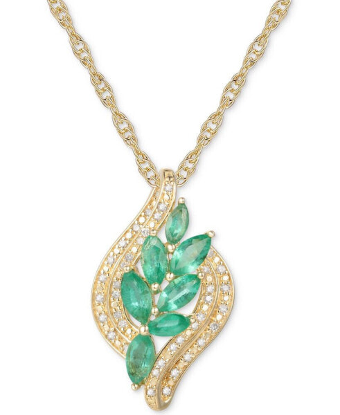 Macy's emerald (3/4 ct. t.w.) & Diamond (1/10 ct. t.w.) 18" Pendant Necklace in 14k Gold Over Sterling Silver