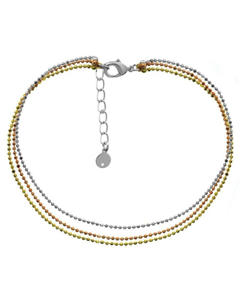 Tri Tone Layered Bead Chain Anklet