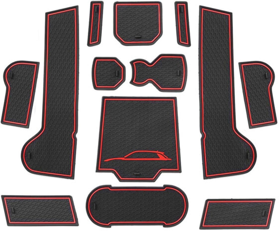 CDEFG Centre Console Rubber Mats Compatible with VW T-ROC T ROC 2018-2021 2022 Door Slot Non-Slip Non-Slip Mats Car Anti-Dust Cup Holder Rubber Mat Armrest Storage Accessories (Blue)